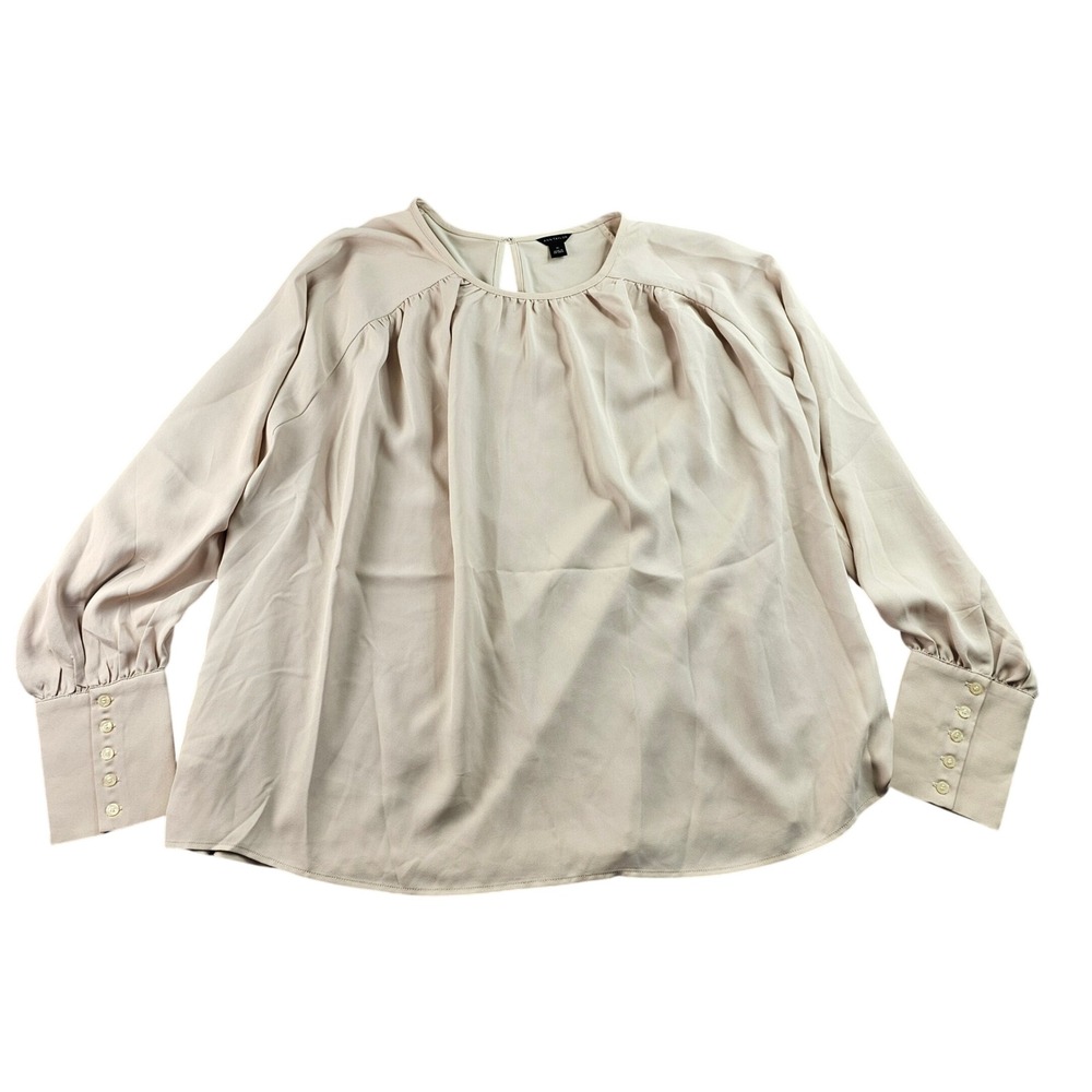 Ann Taylor Light Beige Long Sleeve Blouse